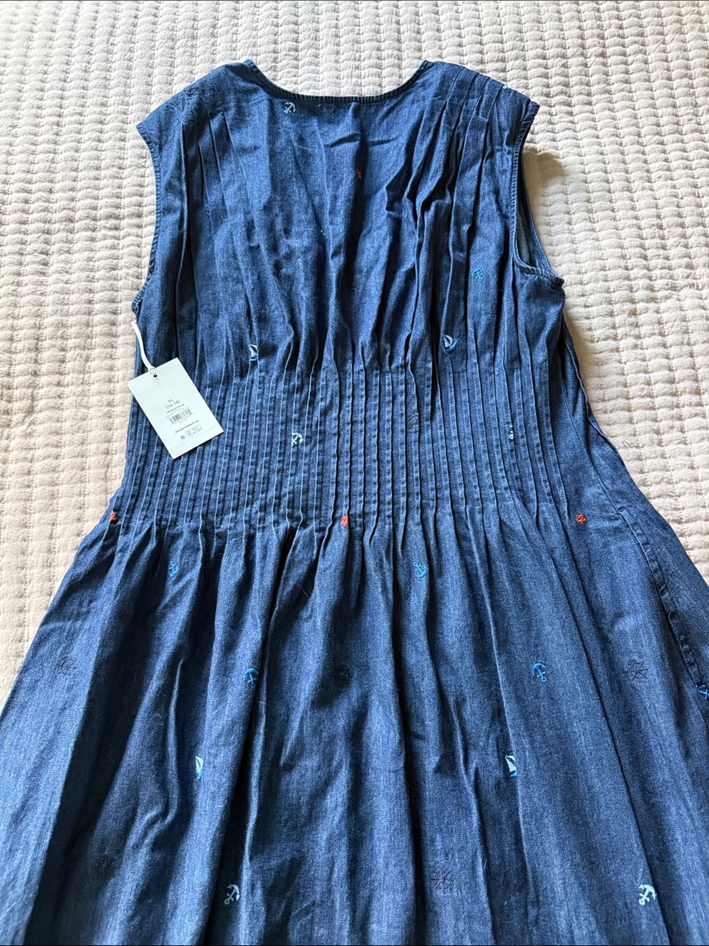 Sleeveless Button-Front Navy Embroidered Midi Dress - Picture 8 of 8